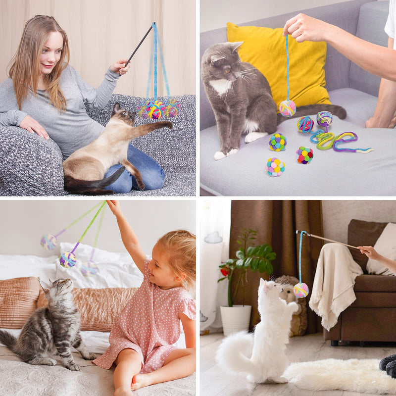 Cat Toys Ball, Woolen Yarn Cat Toy Balls with Bell and Cat Fuzzy Balls, Interactive Cat Toys for Indoor Cats and Kittens, Cat Kitten Chew Toys, 6 Pack - PawsPlanet Australia