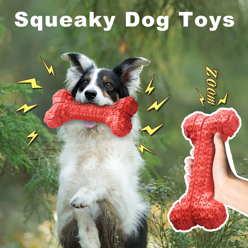 Dog Chew Toys for Medium and Large Breed, Indestructible Dog Toys for Aggressive Chewers Large Breed, Squeaky Interactive Dog Bones - PawsPlanet Australia