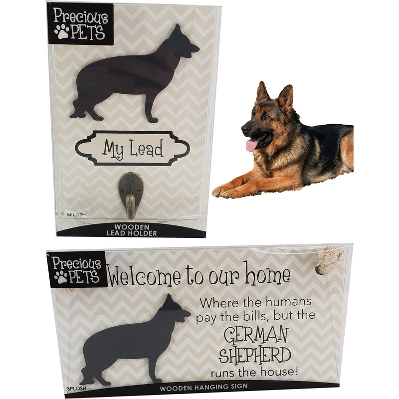 Splosh Precious Pet Dog Plaque and Dog Lead Hook Pack, German Shepard. The funny signs are a personalised mini addition to any dog lovers home, and a welcomed accessory for all dogs. - PawsPlanet Australia