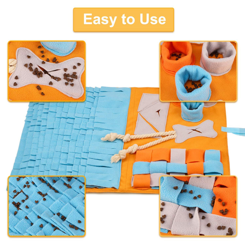 Snuffle Mat for Dogs, Slow Feeding Mat for Foraging Training, Interactive Dog Toy for Stress Release - Dog Puzzle Toys Nosework Training Distracting Training - Dog Food Mat Durable Soft Non-Slip Orange - PawsPlanet Australia