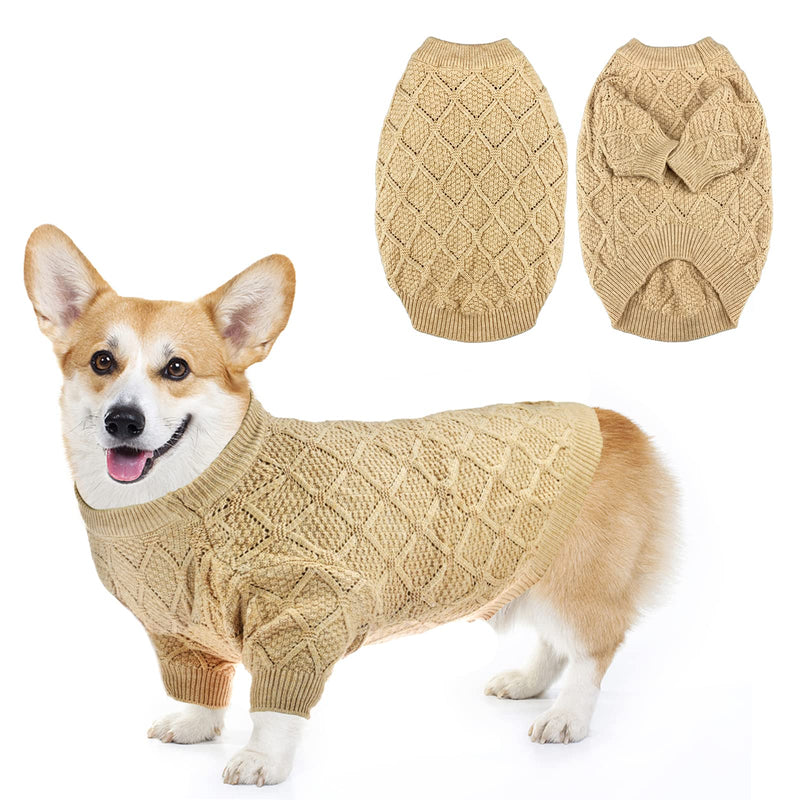 Vehomy Dog Pullover Sweater Small Dog Spring Clothes with Rhombic Pattern Puppy Spring Shirt Dog Hollow Pattern Knitwear Puppy Cat Breathable Knitted Shirt Outfit for Small Medium Dogs L Large - PawsPlanet Australia