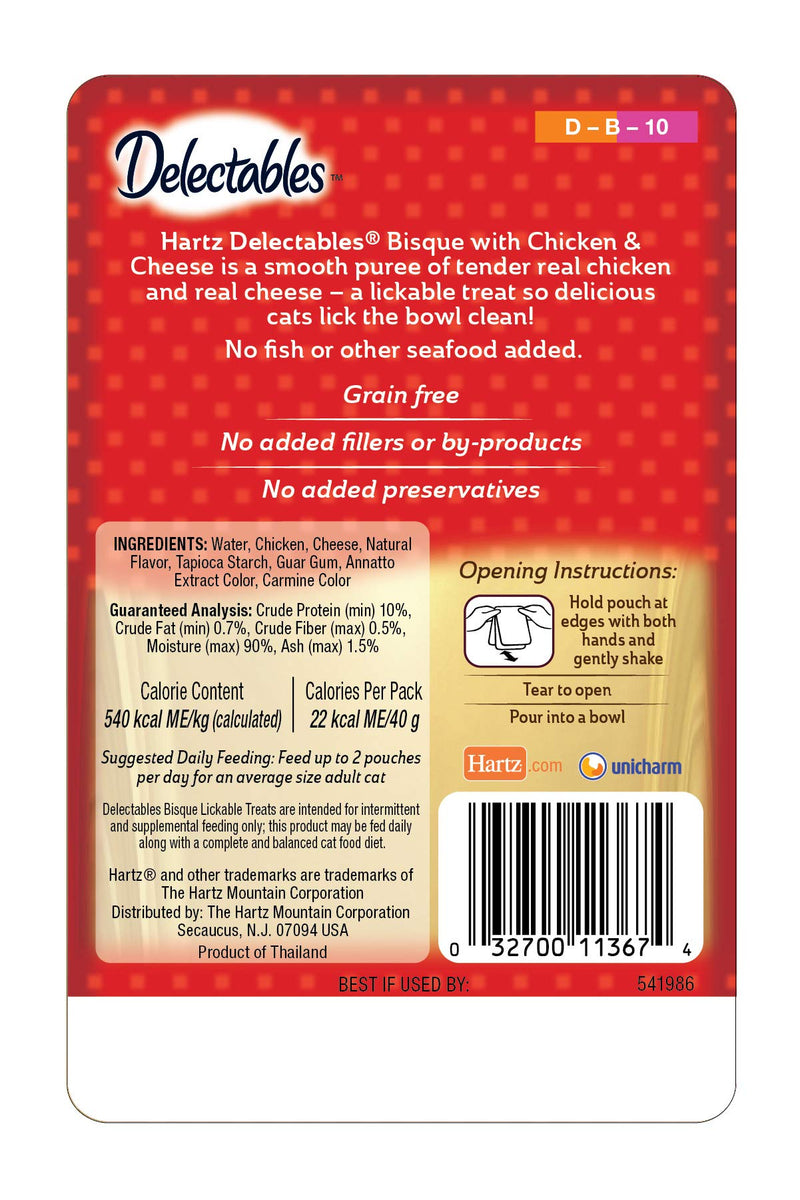 Hartz Delectables Non-Seafood Lickable Wet Cat Treats for Adult & Senior Cats, 12 Pack, Multiple Flavors Bisque Chicken & Cheese - PawsPlanet Australia