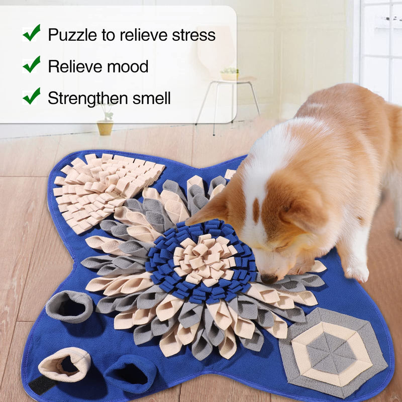 Peswety Snuffle Mat Pet Dog Feeding Mat Interactive Dog Toy Large Medium Small Puppy Cat Non-Slip Portable Dog Puzzle Toy Encourages Natural Foraging Skill Blue - PawsPlanet Australia