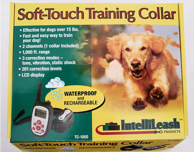 [Australia] - Intellileash Soft-Touch LCD Dog Training Collar Kit, Waterproof and Rechargeable with a 1000ft Range - Includes:Tone, Light, Vibration, and Static Shock Stimulation Options 