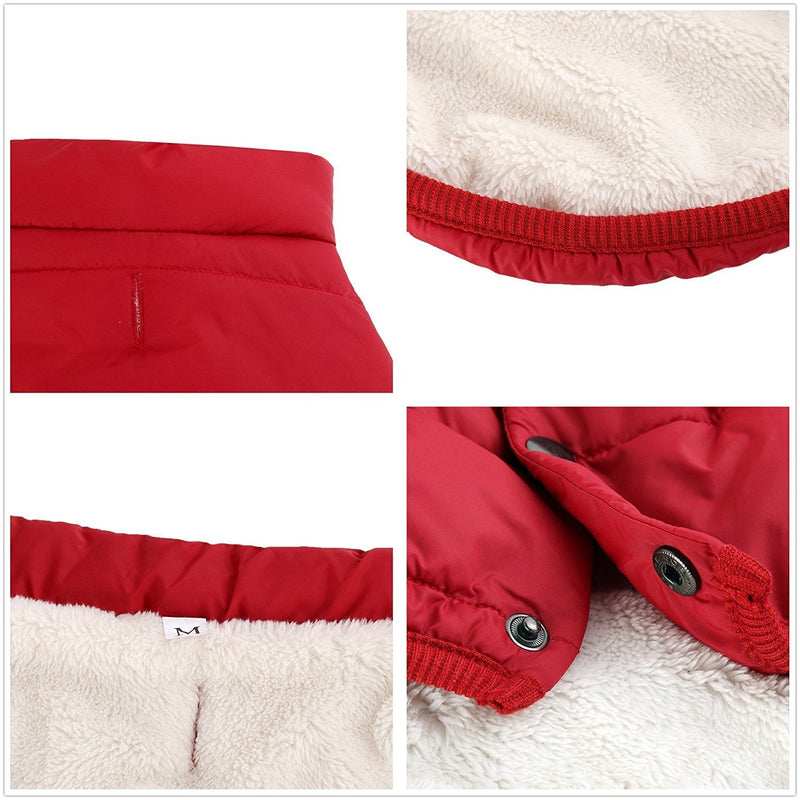 Kismaple Small Dog Cosy Fleece Jacket Winter Lined Coat Clothes Warm Padded for Small Dogs Puppy (XS Chest Girth: 32cm, Red) XS Chest Girth: 32cm, Neck 23cm - PawsPlanet Australia