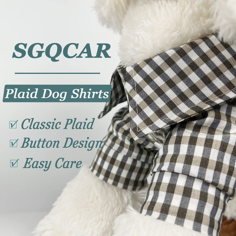 SGQCAR Dog Jumpsuit Plaid Pet Shirts Clothes Happy Dog Overalls Puppy Outfits for Small Medium Dogs Cats Brown X-Small - PawsPlanet Australia