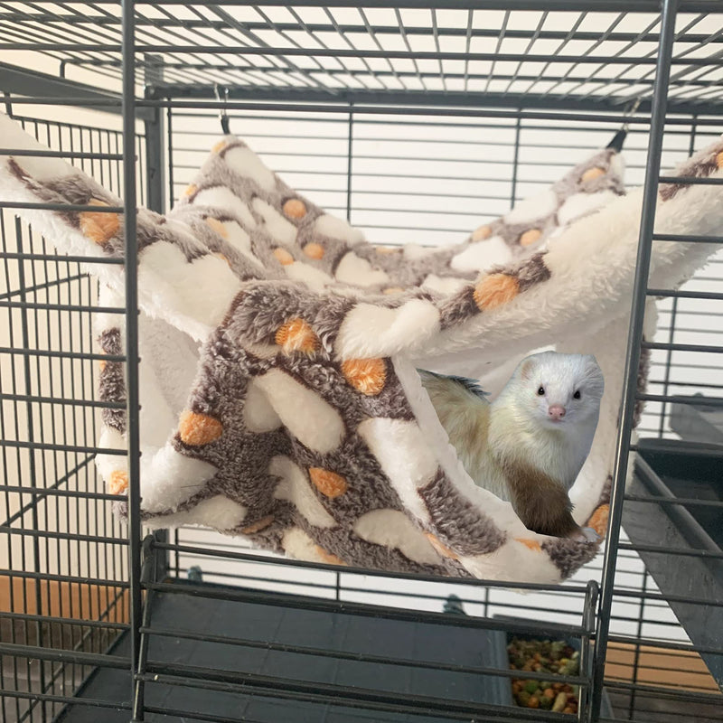 OINEEDU Pet Small Animal Cage Hammock - Soft Warm Bunkbed Hammock-Fit for Kitten,Ferret,Squirrel,Rat,Hamster or Other Small Animals -13.39'' x 13.39'' Love coffee 13.3''X13.3'' - PawsPlanet Australia