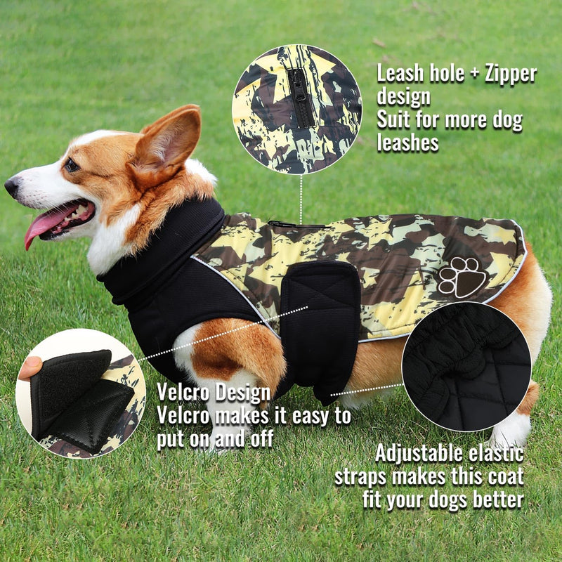 ALAGIRLS Dog Coat Winter Small Dogs Dog Coat Dog Coat with Harness Large Dogs ALADC002 BrownStarCamo L BrownStarCamo - PawsPlanet Australia