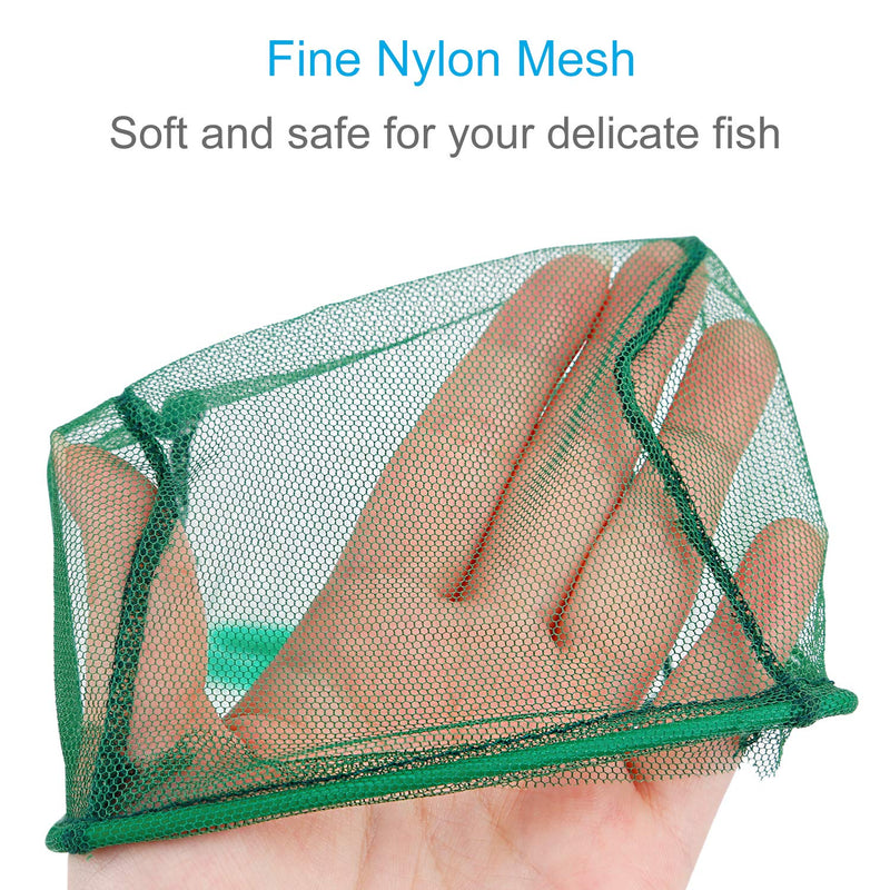 [Australia] - Pawfly 4 Inch Aquarium Net Fine Mesh Small Fish Catch Nets with Plastic Handle - Green 1 Pack 