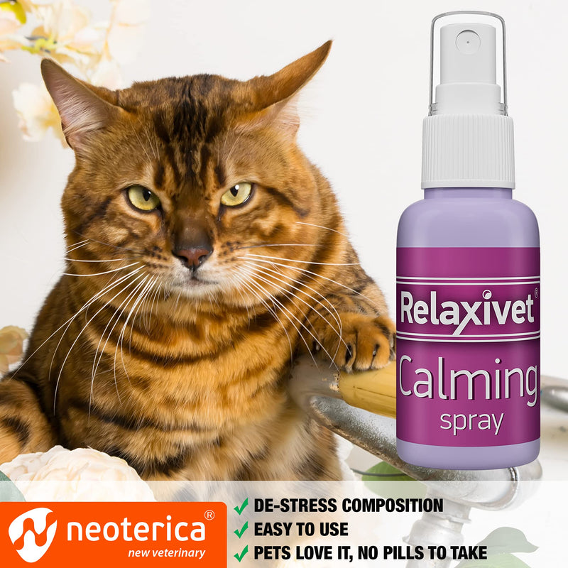 Pheromone Calming Spray for Cats (50ML) | Improved DE-Stress Formula | Reduces Anxiety During Travel, Fireworks, Vet Visits | Relieve Stress, Scratching, Fighting, Hiding - PawsPlanet Australia