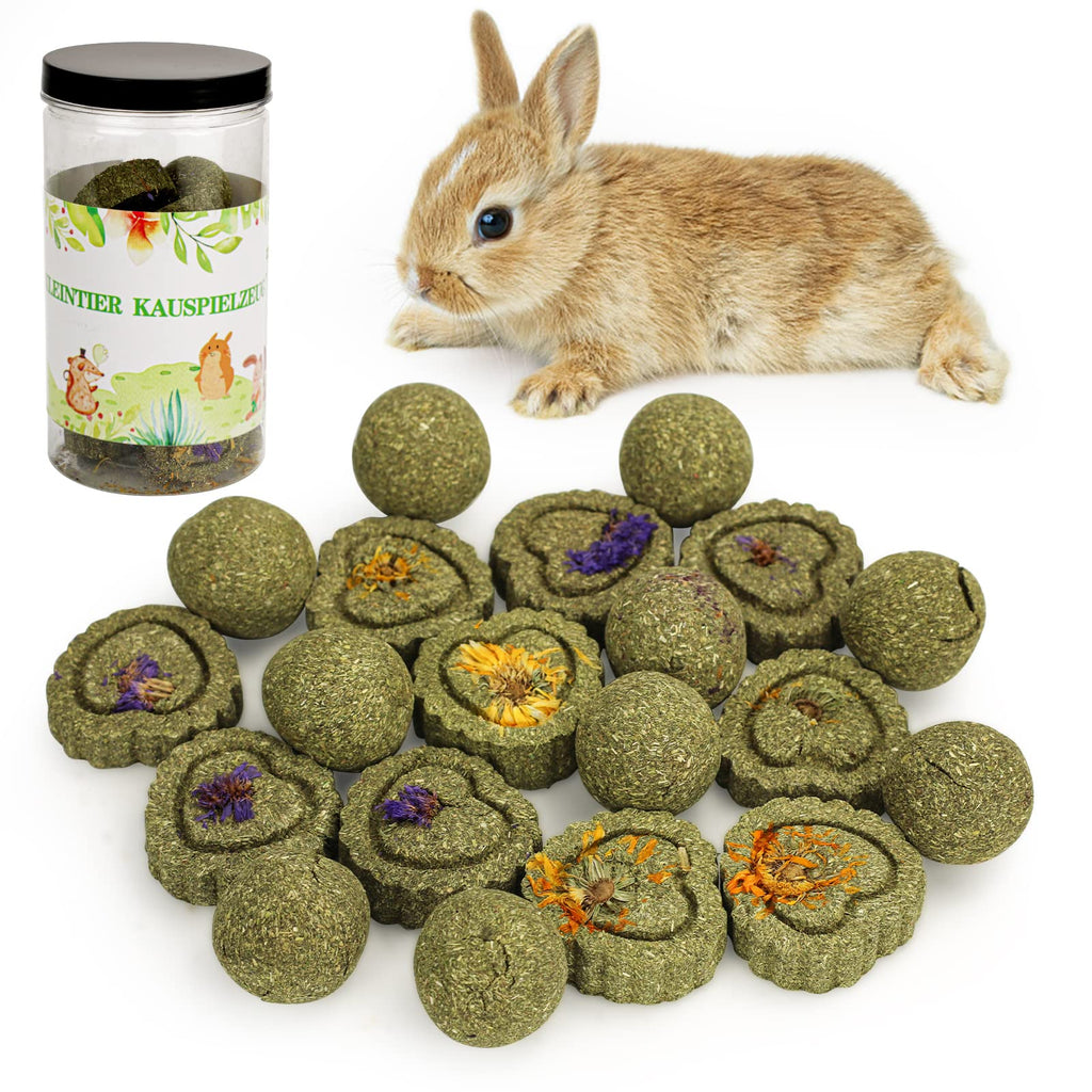 Pack of 20 rabbit toys, guinea pig chew toys, Timothy hay cakes, small animals, dental care, Timothy hay chew ball snacks for bunnies, chinchillas, guinea pigs, gerbils, hamsters, 20 pieces - PawsPlanet Australia