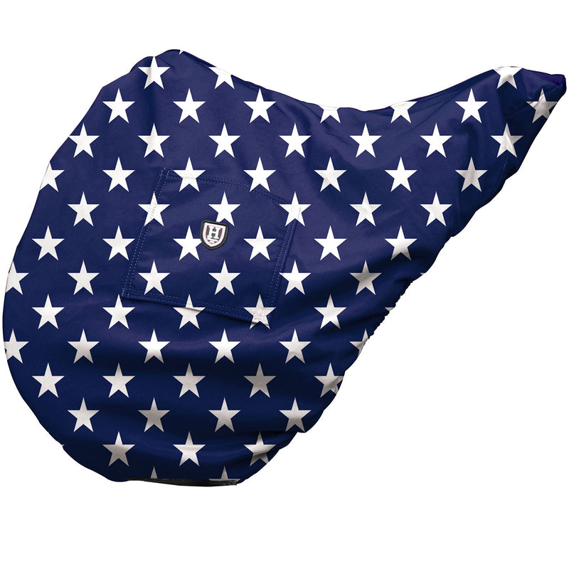 Harrison Howard Premium Waterproof/Breathable Fleece-Lined Saddle Cover with Stylish Prints That Stand Out Protect Your Entire Saddle Dressage-One Size Lined Stars - PawsPlanet Australia