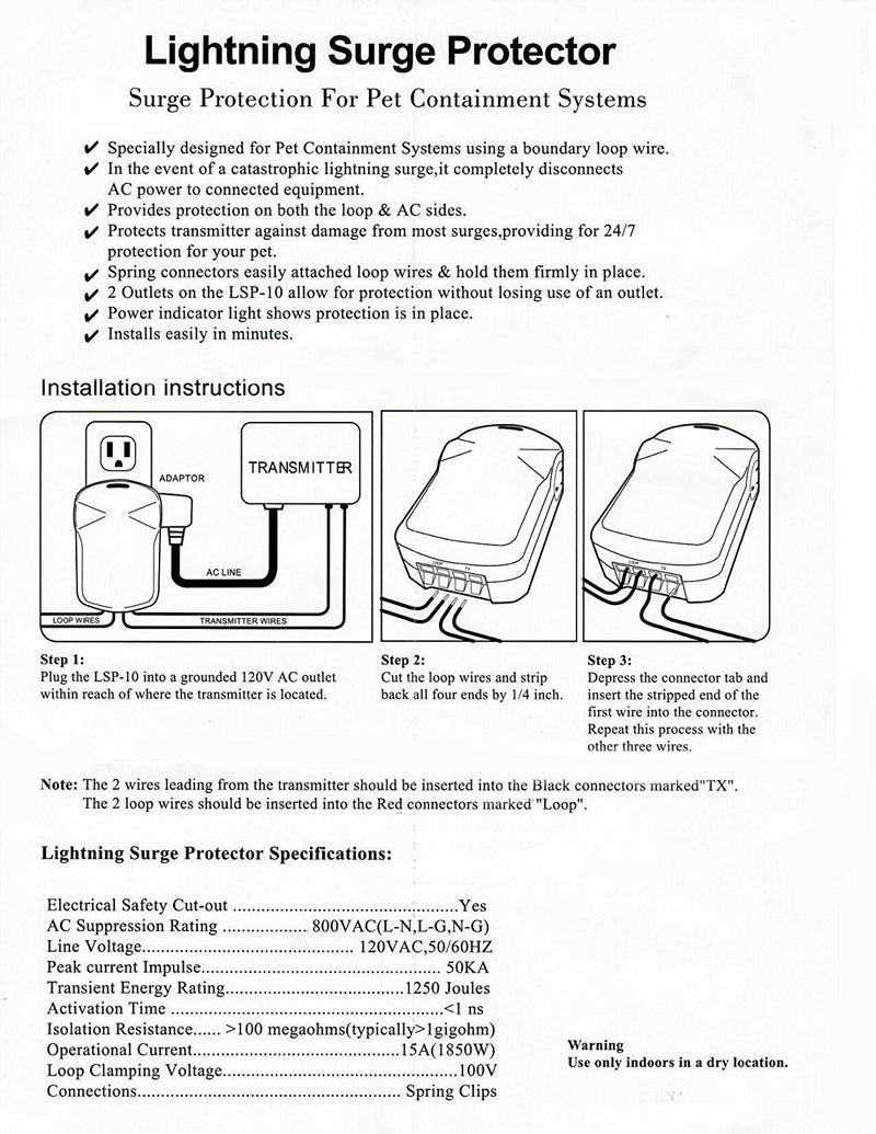 [Australia] - Universally Compatible Dog Fence Surge Protector for Use with All Inground Dog Fence and Wireless Dog Fence Systems … White 