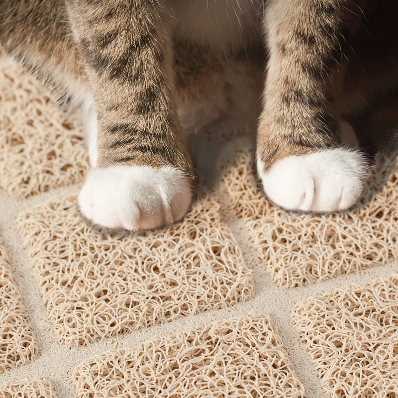 Niubya Premium Cat Litter Mat, Litter Box Mat with Non-slip and Waterproof Backing, Litter Trapping Mat Soft on Kitty Paws and Easy to Clean, Cat Mat Traps Litter from Box Small - 23" x 14" Beige - PawsPlanet Australia