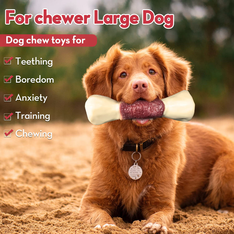 ADSDIA Tough Dog Chew Toys for Aggressive Chewer Dog Large Medium Breed Durable Indestructible Dog Bone Dog Toys for Dogs Beef - PawsPlanet Australia
