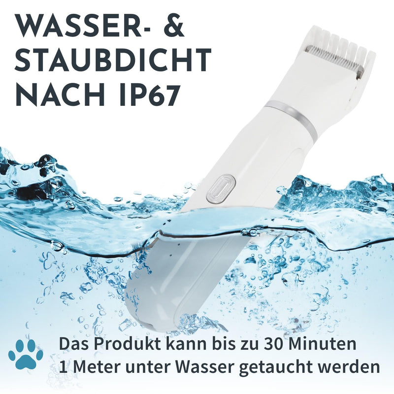 Hafenbande 4-in-1 dog clipper and paw trimmer for dogs, cats and small animals | for grooming nose, ears, legs, body | 3 cutting attachments, 3 comb attachments | Waterproof | with battery 4-in-1 trimmer - PawsPlanet Australia