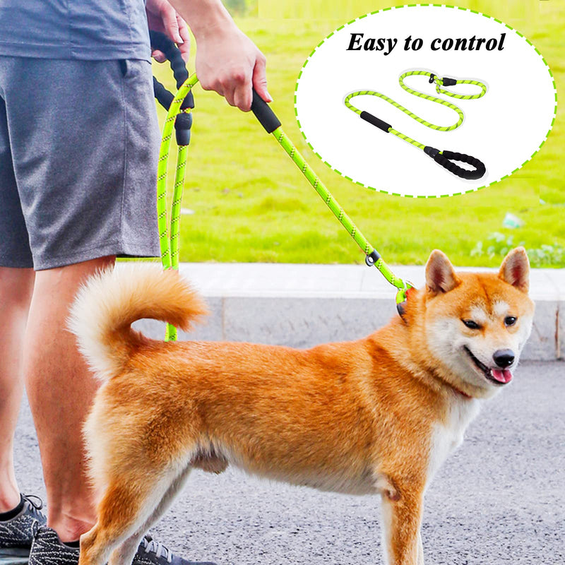 Slip Lead Dog Leash, Strong Nylon Dog Training Leashes with Soft Padded Handle, 2 in 1 Reflective Threads Lockable Clasp Heavy Duty Lead Leash for Large Medium Small Pets Dogs Cats (1.8M, Green) - PawsPlanet Australia