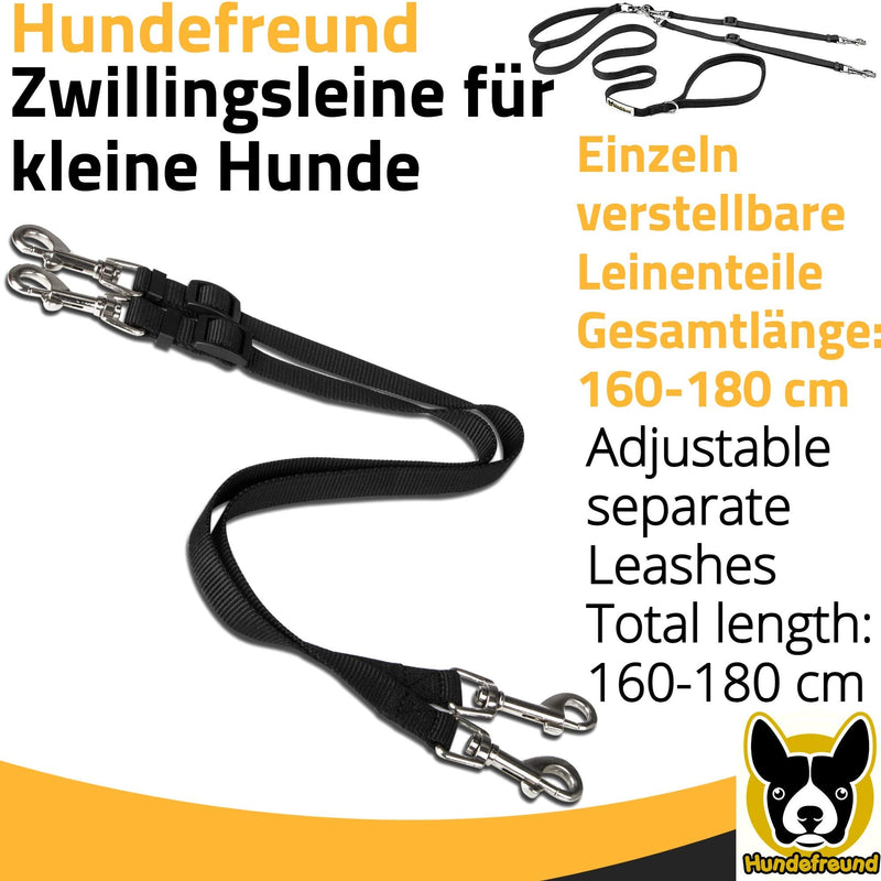 Twin leash for two small dogs | Adjustable double nylon leash for dogs up to 30 kg black - PawsPlanet Australia