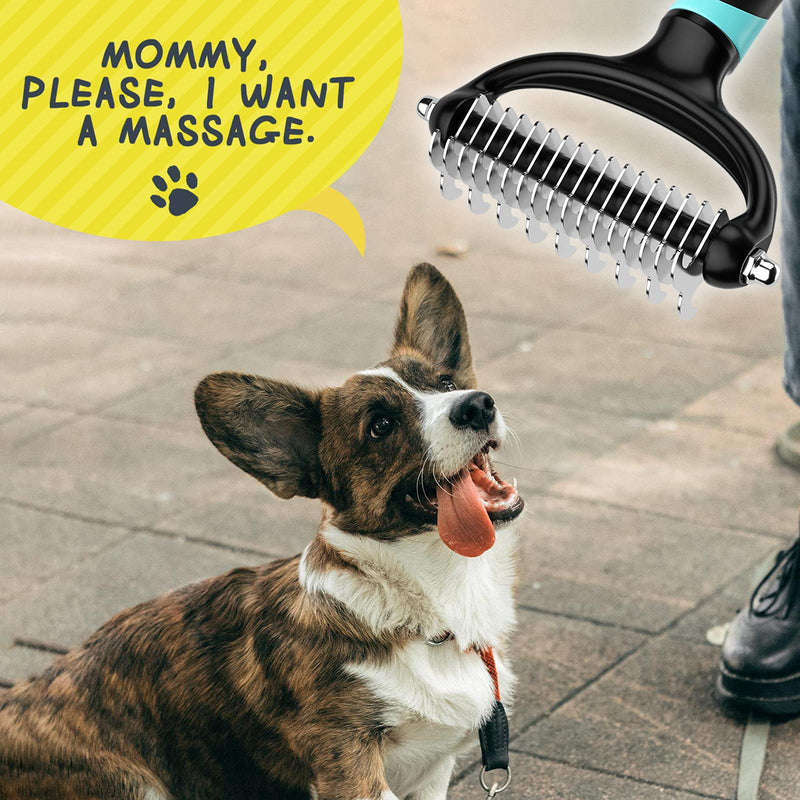Bonve Pet dog brush, undercoat brush, de-matting curry comb for dogs and cats with medium to long hair - undercoat brush against matting and undercoat (blue) blue - PawsPlanet Australia