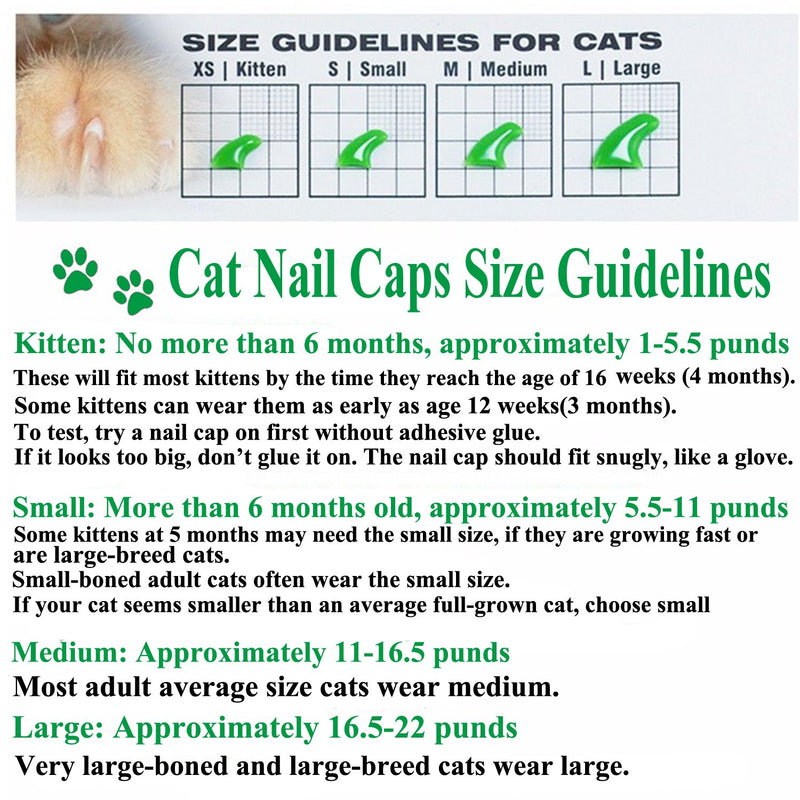 [Australia] - VICTHY 100 PCS Soft Pet Cat Nail Caps Cats Paws Grooming Nail Claws Caps Covers of 5 Random 5Pcs Adhesive Glue with 5pcs Applicators Small 