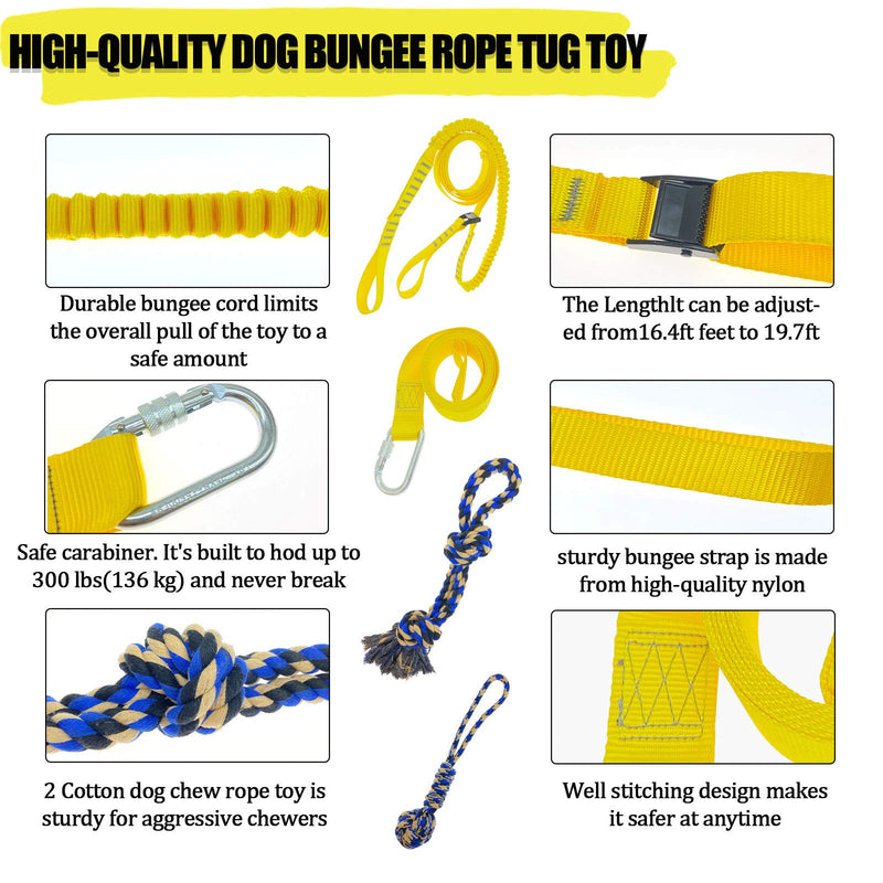 Dog Hanging Bungee Tug Toy: Interactive Tether Tug-of-War for Pitbull & Small to Large Dogs to Exercise and Fun Solo Play - Durable Retractable Tugger Dog Rope Toy with 2 Chew Rope Toys - PawsPlanet Australia