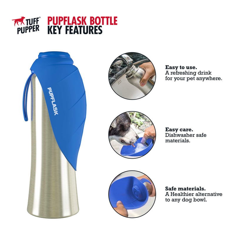 Tuff Pupper PupFlask Portable Water Bottle | 27 or 40 OZ Stainless Steel | Convenient Dog Travel Water Bottle Keeps Pup Hydrated | Portable Dog Water Bowl & Travel Water Bottle for Dogs 40 Ounce Nebulas Blue - PawsPlanet Australia