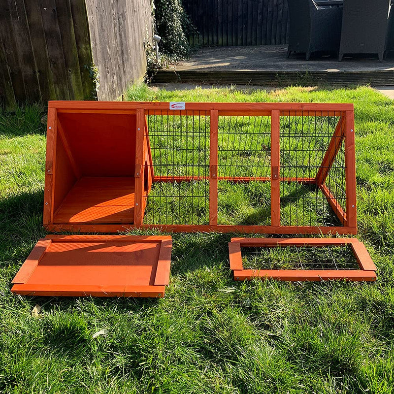 Bunny Business Pet Supplies Apex Run with Enclosure Rabbit/Guinea Run Hutch Hutches, 4ft Triangular Runs (RED-HVY) - PawsPlanet Australia