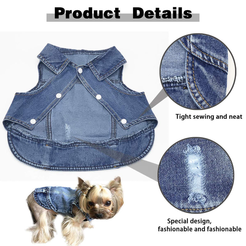 [Australia] - Tealots Dog Jean Jacket, Soft and Cool Shirt, Dog Cowboy Clothes Pet Jacket Coats, Puppy Outfits Blue Denim Vests for Small Medium Large Dogs Boy and Cats Clothing Apparel XS 