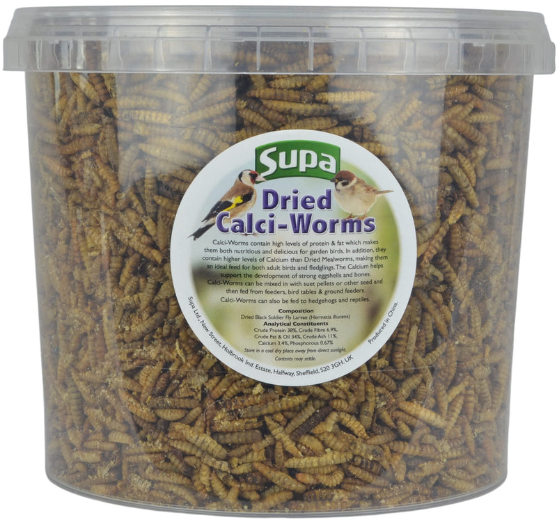 Supa Dried Calci Worms for Wild Birds, 3 Litre Bucket, High Energy Protein Rich Treat For Garden Birds, Attract More Birds To Your Garden, Quality Wild Bird Food. - PawsPlanet Australia