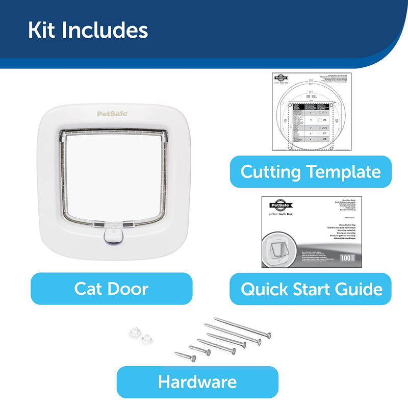 PetSafe Manual-Locking Cat Flap with Easy Install, White, 4 Way Manual Lock, Exclusive Entry, For Cats Up to 7 kg, Energy Efficient - PawsPlanet Australia