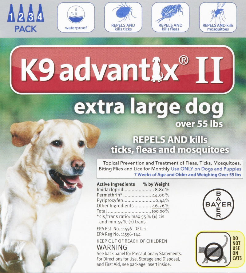 Bayer Animal Health K9 Advantix II Extra Large Dog 4-Pack - PawsPlanet Australia