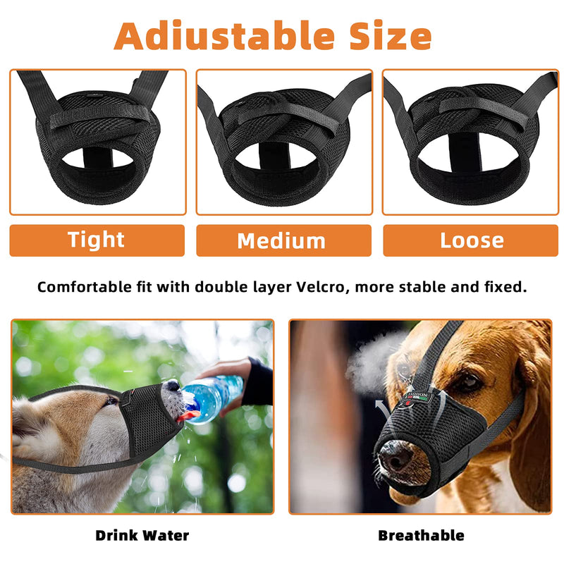 2 Pack Dog Muzzles, Soft Dog Muzzle for Small Medium Large Dogs Anti Biting Barking Chewing, Air Mesh Breathable Drinkable Adjustable Loop Pet Muzzle 3 Sizes Large (Pack of 2) - PawsPlanet Australia