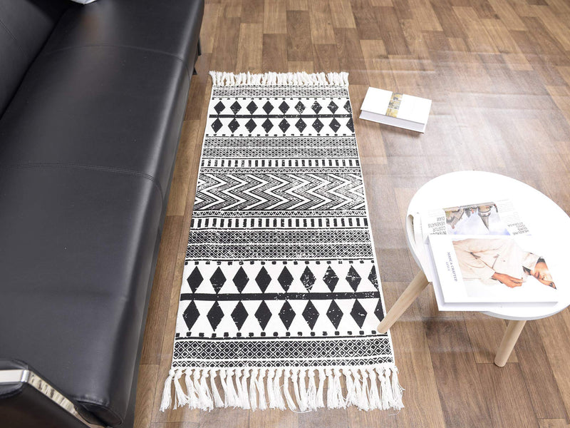 THEE Multi-function Cotton Printed Rug Rag Rug Entryway for Laundry Room Kitchen Bathroom Bedroom Dorm A 60x130cm - PawsPlanet Australia