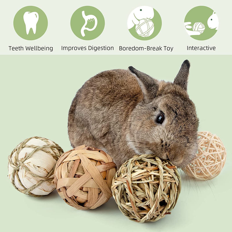 CAMITER Pack of 9 chew balls, rabbit chew toys, hamster toys, small animals chew toys for small animals, hamsters, rabbits, guinea pigs, chinchillas, gerbils (8 cm). Various chew balls - PawsPlanet Australia