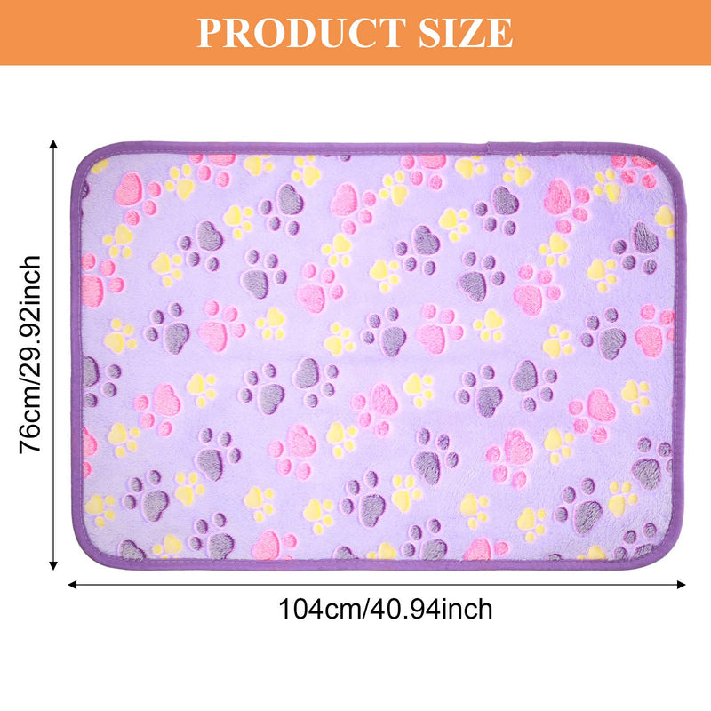 4 Pieces pet Dog Puppy Blanket Paw Print Puppy Blanket for Small Medium Large Pet Dog Cat Warm Soft Sleep Mat Puppy Kitten Soft Blanket Throw Doggy Warm Bed Mat (White, Coffee, Pink, Purple,Large) White, Coffee, Pink, Purple - PawsPlanet Australia