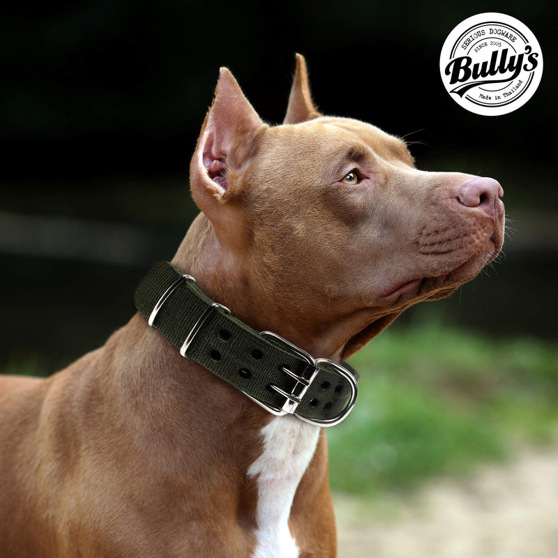 [Australia] - Pitbull Collar, Dog Collar for Large Dogs, Heavy Duty Nylon, Stainless Steel Hardware XL-1.5 Inches Wide Black with Red Trim 