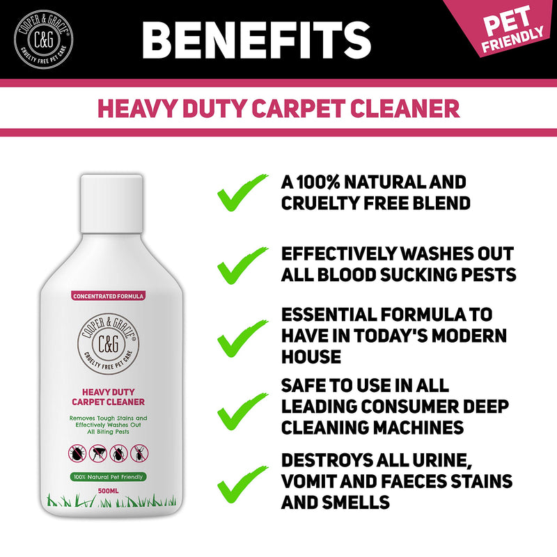 C&G PETS | HEAVY DUTY PEST CARPET CLEANER CONCENTRATE 500ML | 100% NATURAL CRUELTY FREE ENZYME BLEND | EFFECTIVE AGAINST WASHING AWAY BLOOD SUCKING PEST BUG FROM DIRTY CARPETS - PawsPlanet Australia