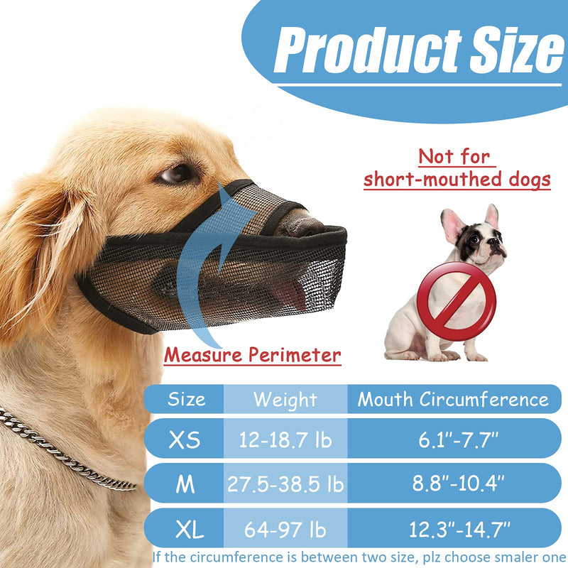 Acehome Dog Muzzle for Small Medium Large Dogs, Adjustable & Prevent Barking Eating Dog Mouth Cover Soft Breathable Nylon Mesh Dog Muzzle for Anti-Biting Chewing Training, Black-M M (Pack of 1) - PawsPlanet Australia