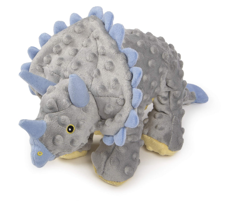 [Australia] - goDog Dinos Triceratops With Chew Guard Technology Tough Plush Dog Toy, Grey, Large 