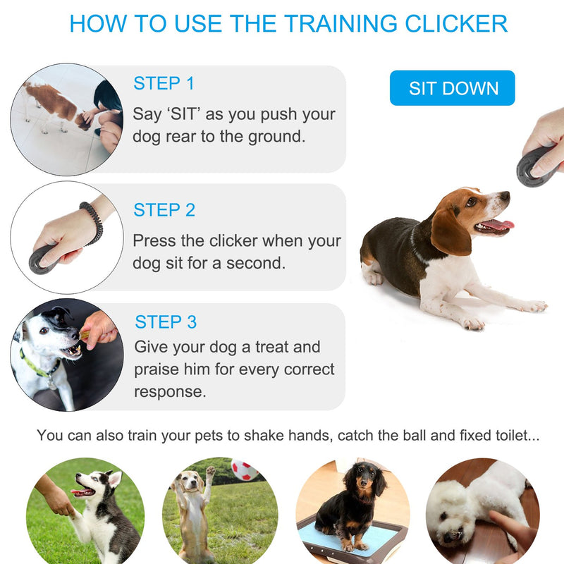 Diyife Clicker Training for Dogs, Dog Clicker for Training, Clicker Dog Training with Wrist Strap, Clicker for Pets, Dog Clicker Fits Dog Cat Horse Behavioral Training Red+Yellow+Blue+Black - PawsPlanet Australia