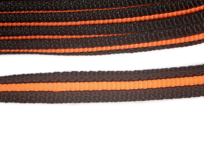 The Petcare Factory 7.5 metre, 1.5 cm Polyester Long Line Training Lead with Rubber Non-Slip Thread (Black & Neon Orange) Black/Neon Orange - PawsPlanet Australia