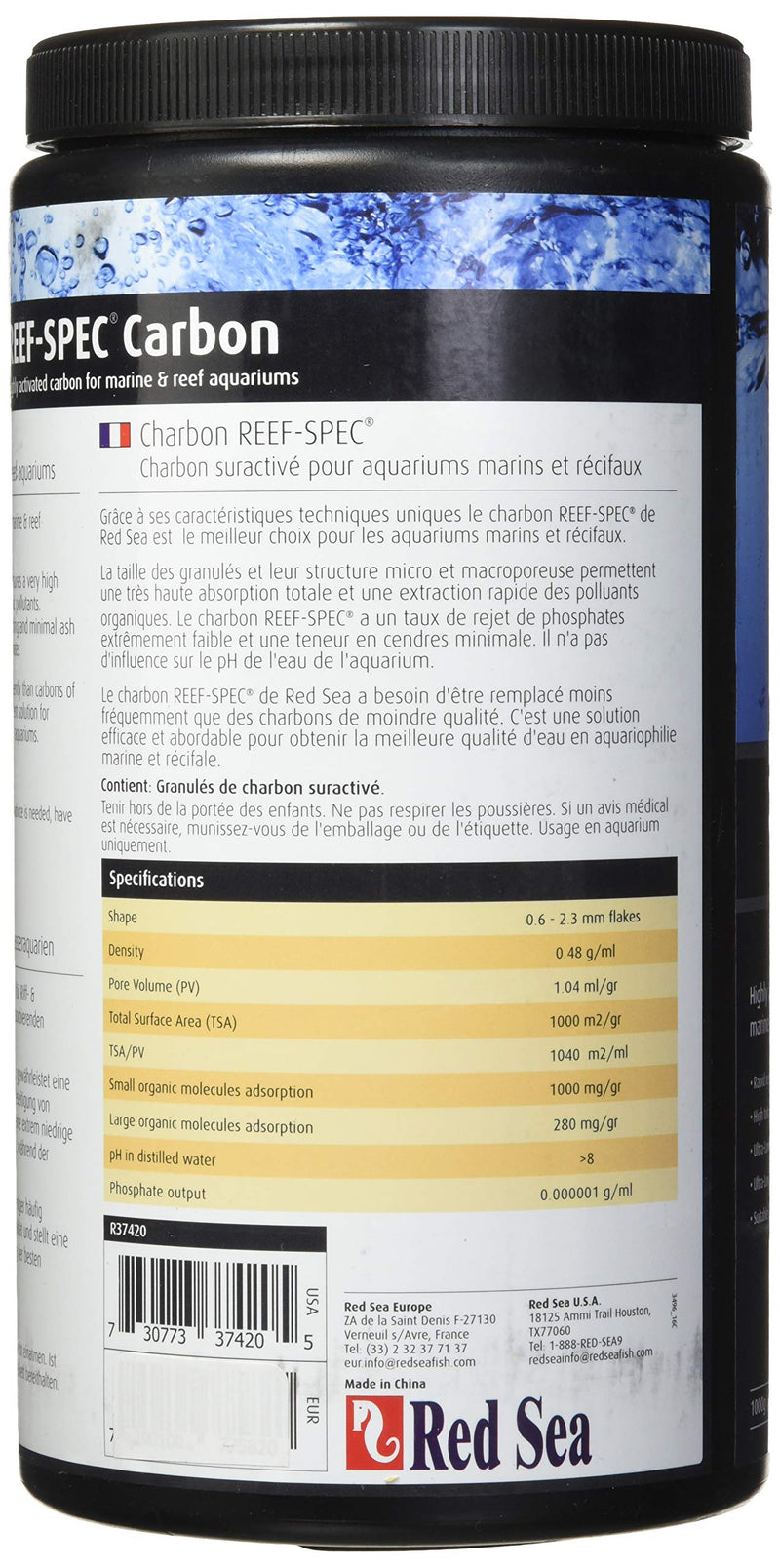 [Australia] - REEF Red Sea SPEC Carbon - Aquarium Filter Media 2000 ml/ 64 oz 