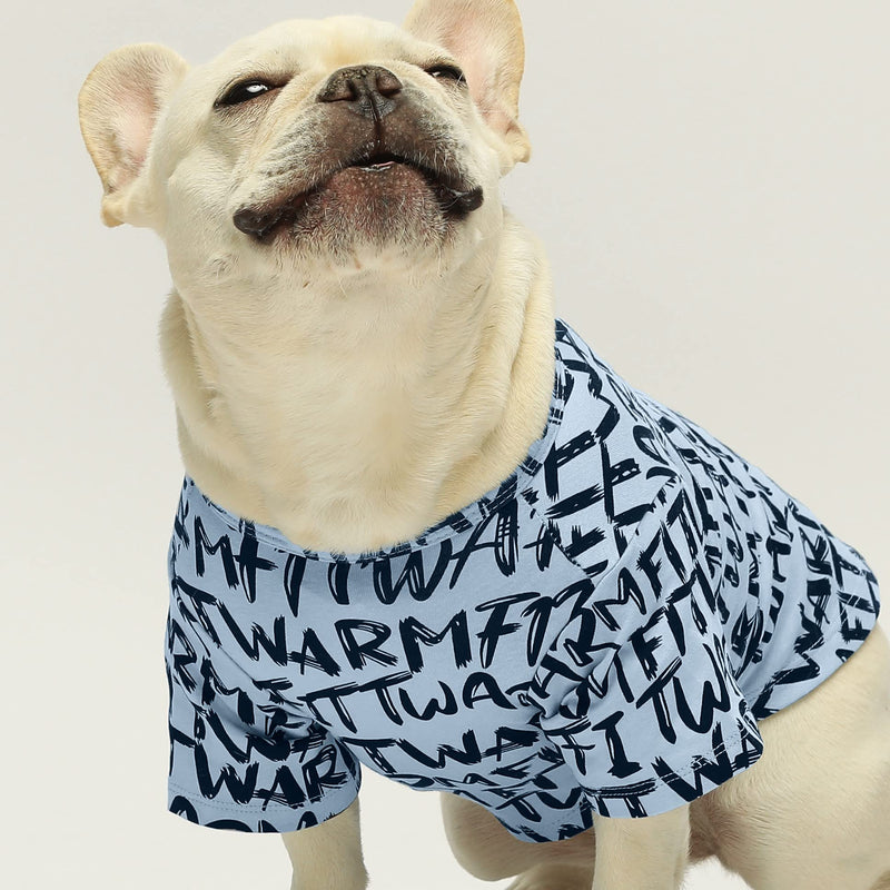 Fitwarm 100% Cotton Dog T-Shirts Creative Printing Font Dogs Clothes Dog Shirts Doggie T-Shirt Puppy Shirt Pet Vest Tank Top Cat Tee XS Blue - PawsPlanet Australia