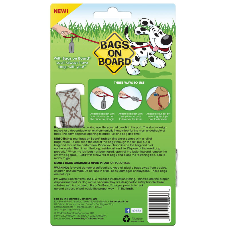 [Australia] - Bags on Board Dog Poop Bags Dispenser with 14 Refill Bags | Attaches to Most Leashes, Blue Diamond 