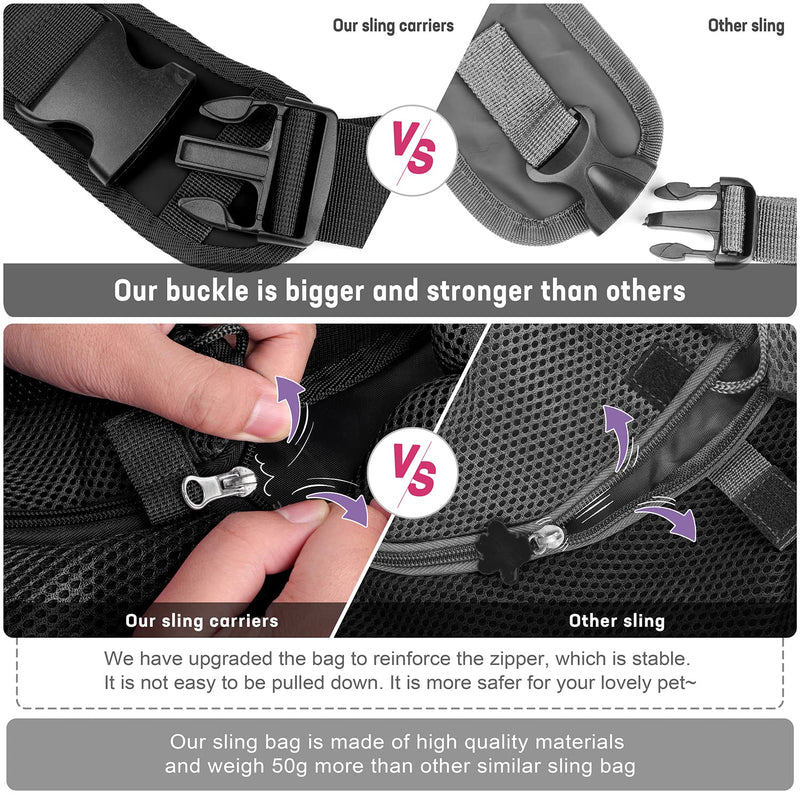 YUDODO Pet Dog Sling Carrier Breathable Mesh Travel Safe Sling Bag Carrier for Dogs Cats Small (Pack of 1) Black all - PawsPlanet Australia