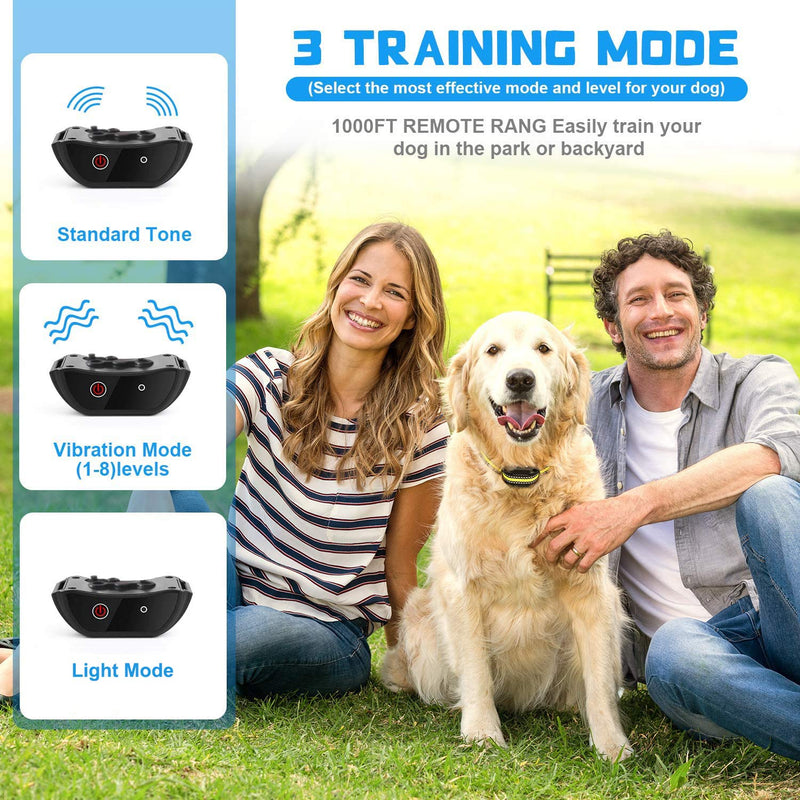 Dog Training Collar with Remote, Rechargeable Waterproof Home Dog Training Device Controller Safe Behavior Correct Dog Trainer for Small Medium Large Dogs, Up to 1000Ft Remote Range - PawsPlanet Australia