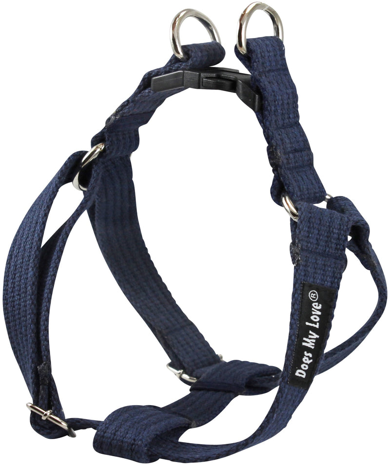 [Australia] - Cotton Web Adjustable Dog Step-in Harness 4 Sizes Blue Medium: 12"-21" Chest; 3/4" Wide 