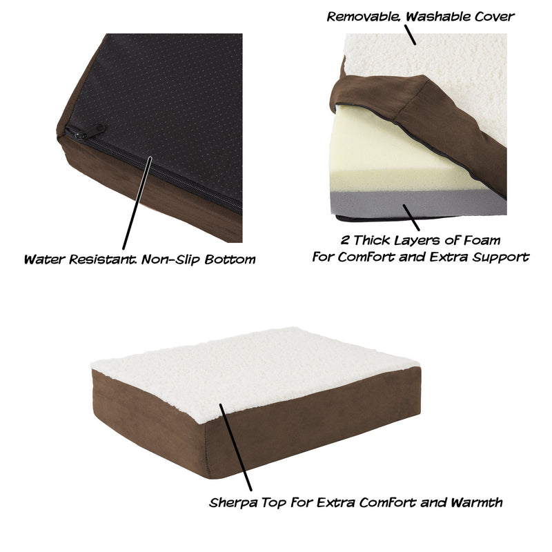 Orthopedic Dog Bed and Replacement Covers Collection – 2-Layer Memory Foam Dog Bed with Machine Washable Sherpa Top Cover Pet Bed Brown Small - PawsPlanet Australia