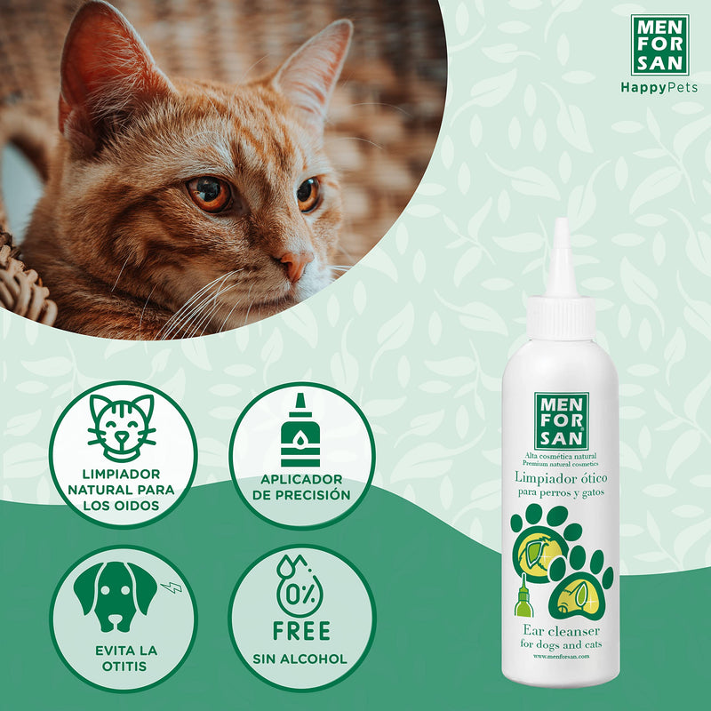 MENFORSAN Ear Cleaner for Dogs and Cats - 125ml Pack of 2 Natural Cleaner Alcohol Free Helps Prevent and Control Otitis in Pets Colorless - PawsPlanet Australia