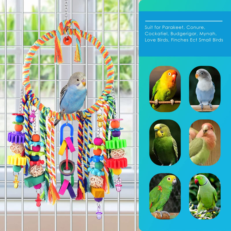 KATUMO Bird Toys, Bird Swing Toy Bird Perch with Colorful Chewing Toys, Suitable for Lovebirds, Finches, Parakeets, Budgerigars, Conure ect Small Birds - PawsPlanet Australia
